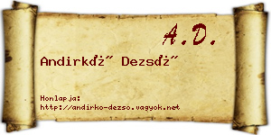 Andirkó Dezső névjegykártya