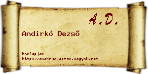Andirkó Dezső névjegykártya
